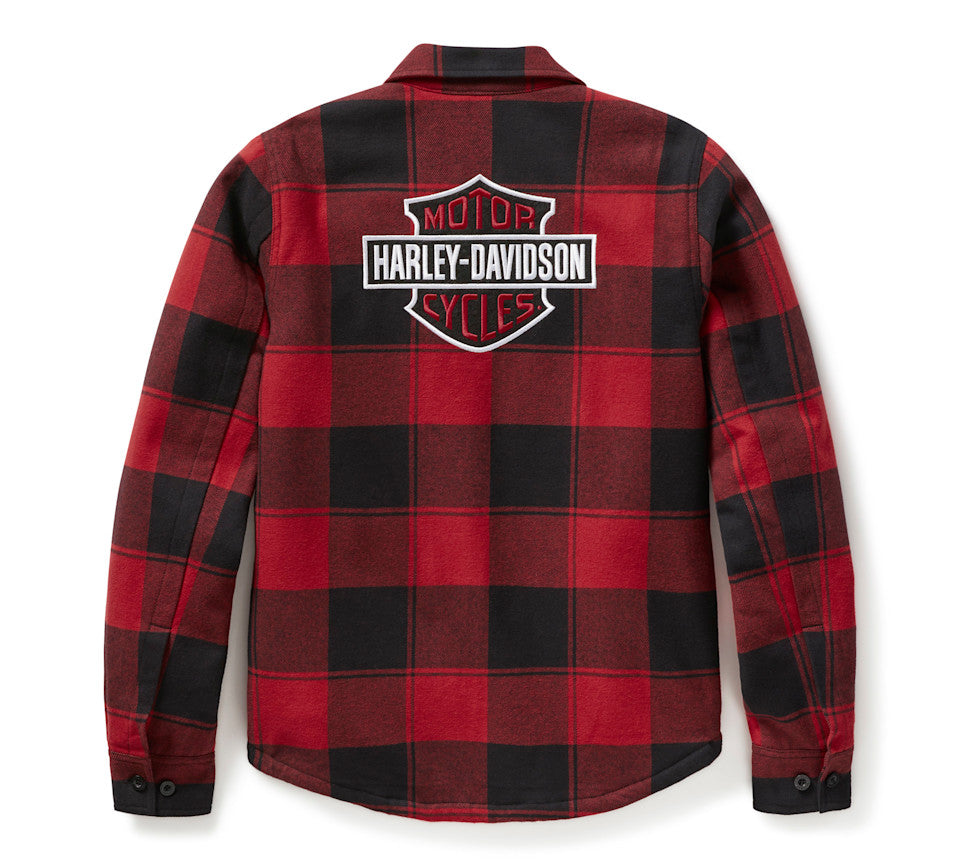 HARLEY-DAVIDSON® LADIES SHIRT - WOVEN RED / BLACK PLAID BLACK