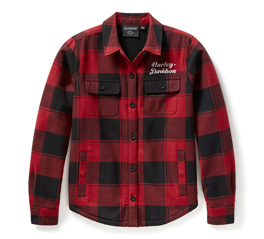 HARLEY-DAVIDSON® LADIES SHIRT - WOVEN RED / BLACK PLAID BLACK