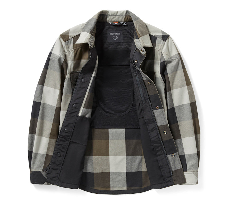 HARLEY-DAVIDSON® MENS SHIRT JACKET WOVEN OPERATIVE GREY / GREEN