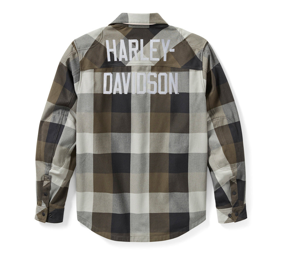 HARLEY-DAVIDSON® MENS SHIRT JACKET WOVEN OPERATIVE GREY / GREEN
