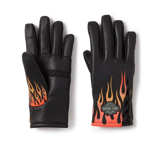 HARLEY-DAVIDSON® WOMENS BAR & SHIELD BLAZE PERFORATED GLOVES