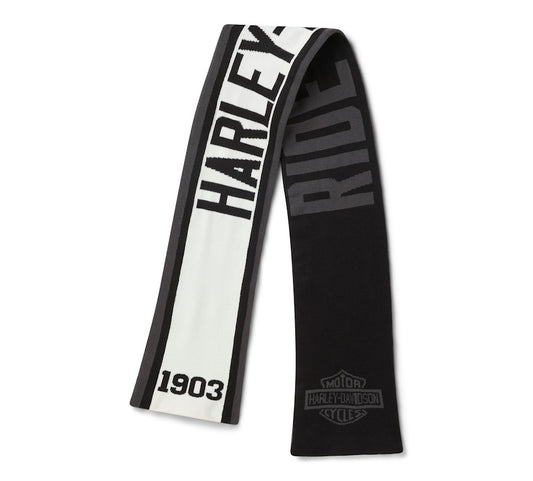 HARLEY-DAVIDSON® SCARF-KNIT  BLACK / OFF WHITE