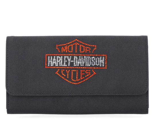 HARLEY-DAVIDSON® WOMENS B&S RHINESTONE CLUTCH