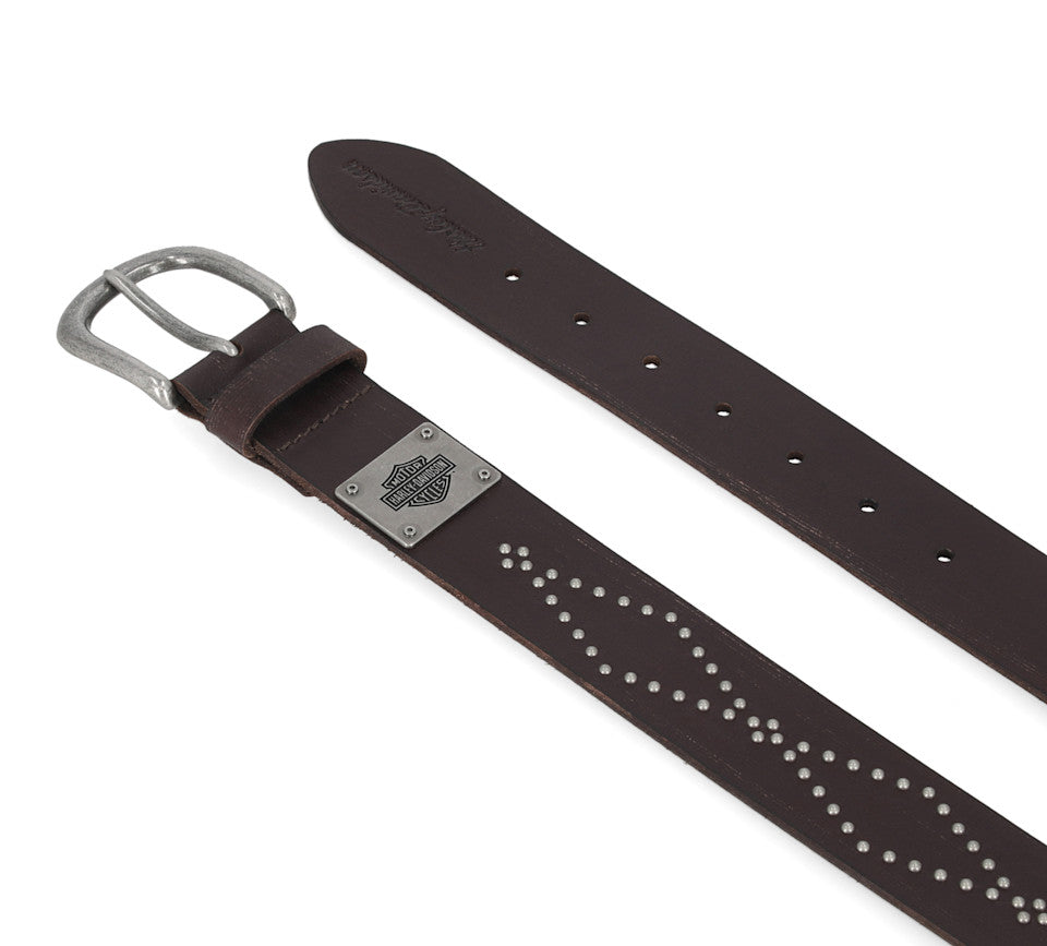 HARLEY-DAVIDSON® WOMENS DIAMOND STUD BROWN LEATHER BELT