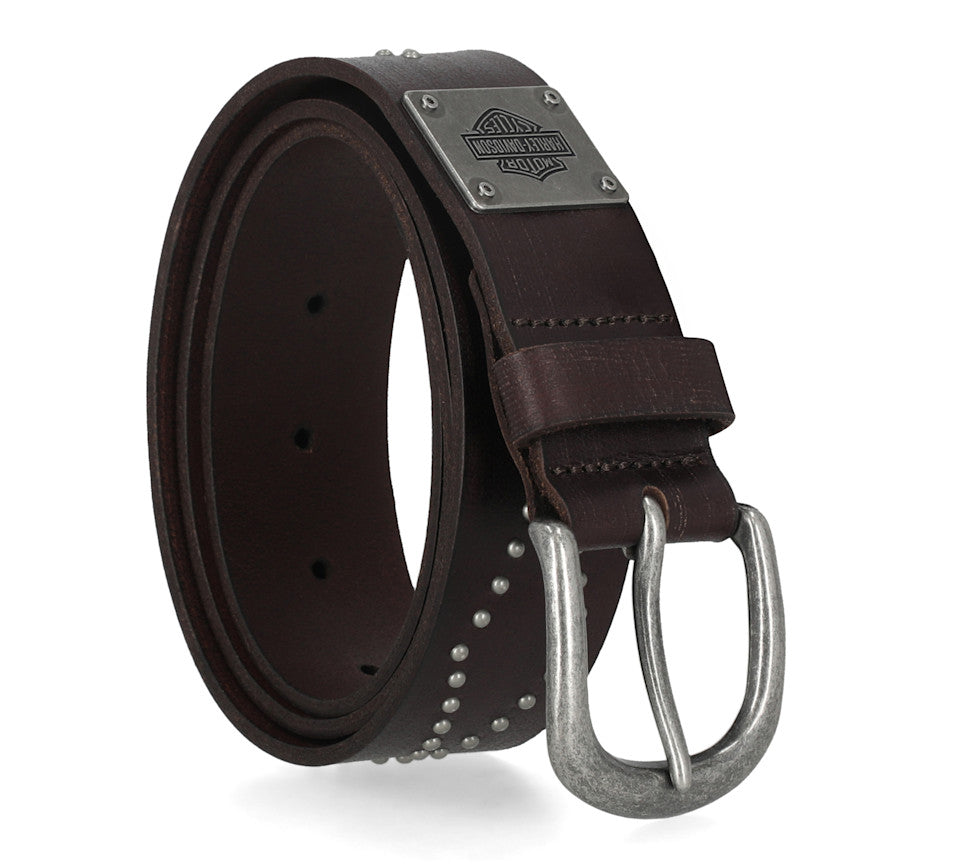 HARLEY-DAVIDSON® WOMENS DIAMOND STUD BROWN LEATHER BELT