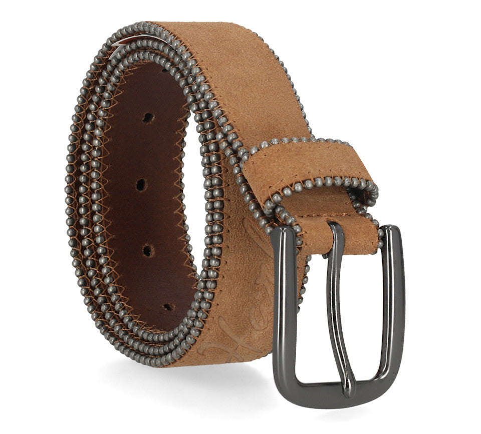 HARLEY-DAVIDSON® WOMENS HD SCRIPT BEAD  BELT TAN
