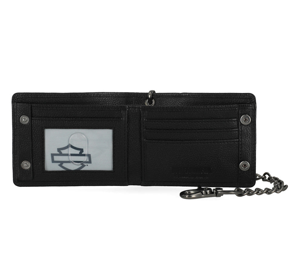 HARLEY-DAVIDSON® MENS SKULL EMBOSS BILLFOLD WITH CHAIN WALLET