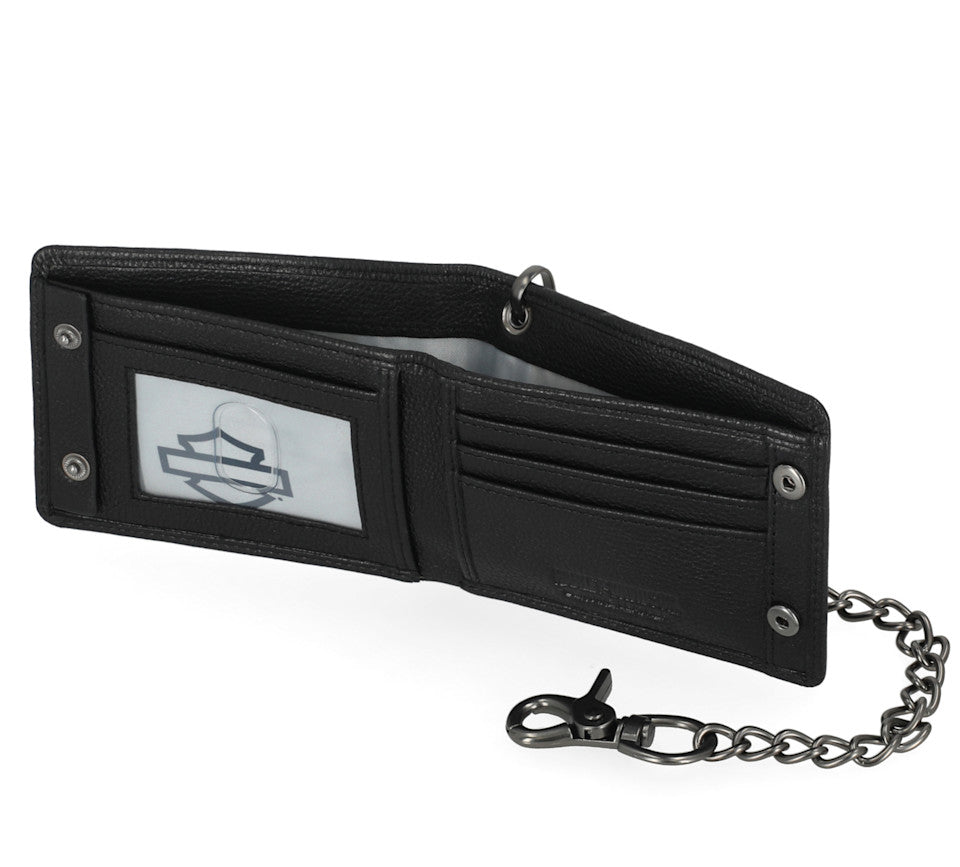 HARLEY-DAVIDSON® MENS SKULL EMBOSS BILLFOLD WITH CHAIN WALLET