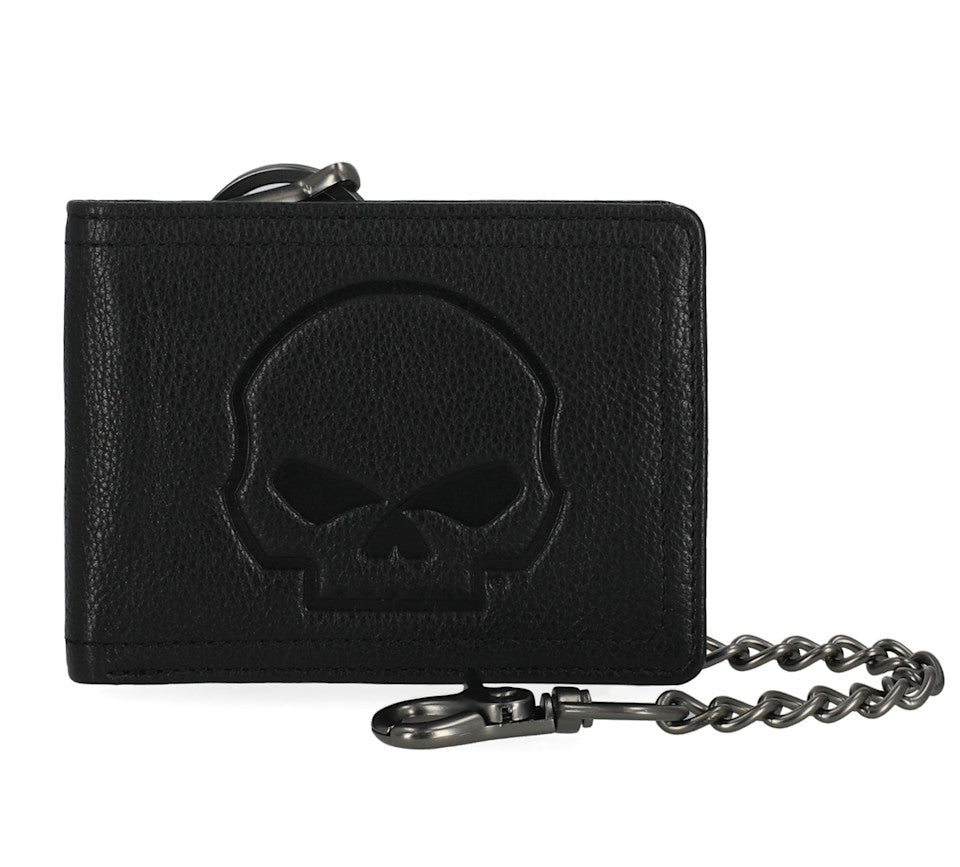 HARLEY-DAVIDSON® MENS SKULL EMBOSS BILLFOLD WITH CHAIN WALLET