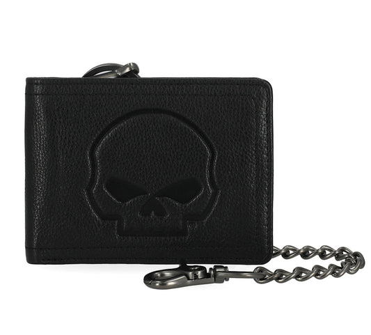 HARLEY-DAVIDSON® MENS SKULL EMBOSS BILLFOLD WITH CHAIN WALLET