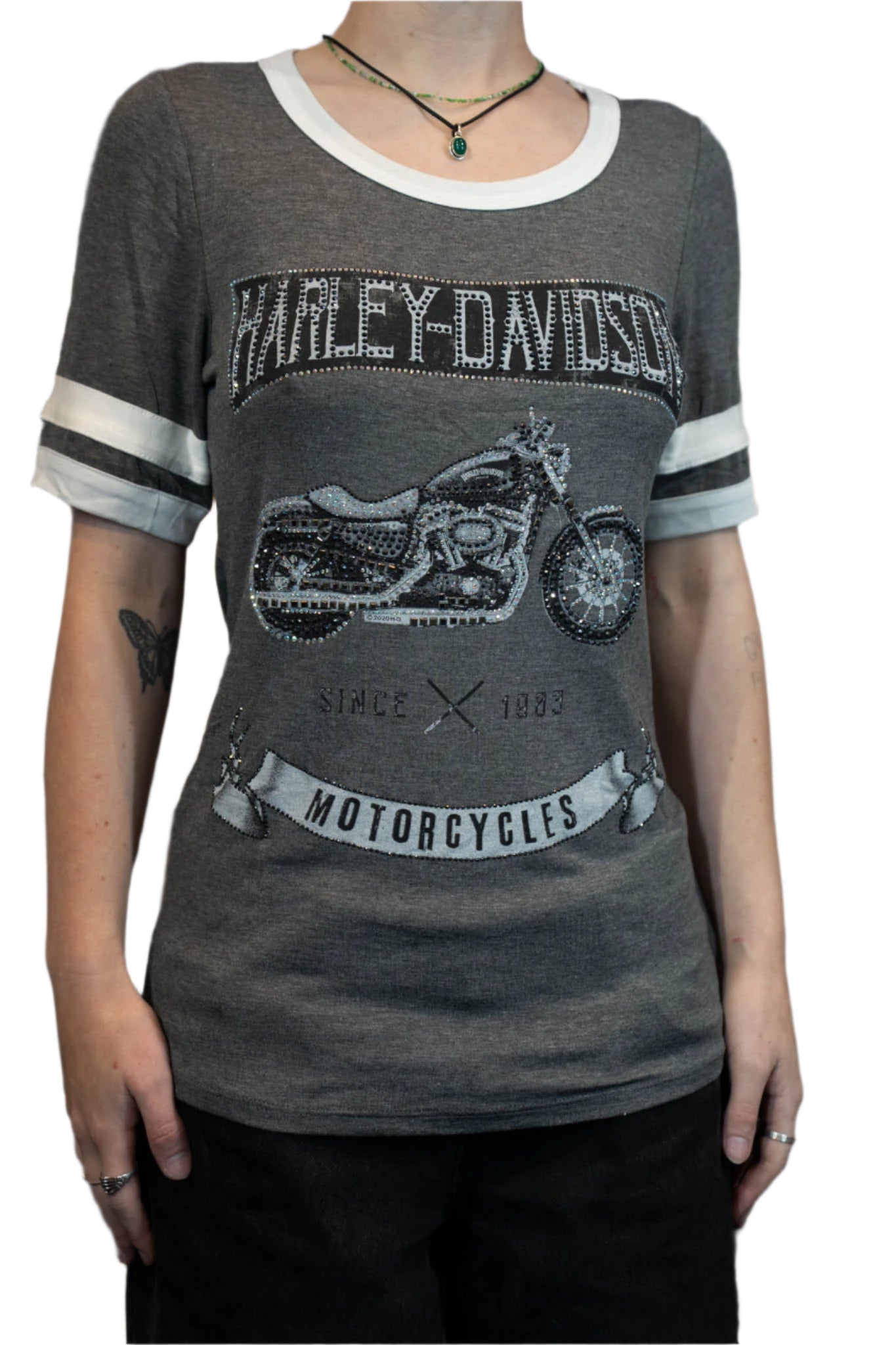 HARLEY-DAVIDSON® WOMENS RENDEZVOUS SHORT SLEEVE SCOOP NECK TOP