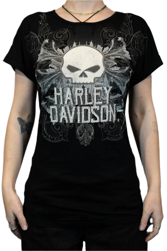 HARLEY-DAVIDSON® WOMENS NATURE WILLIE SHORT SLEEVE SCOOP NECK TOP