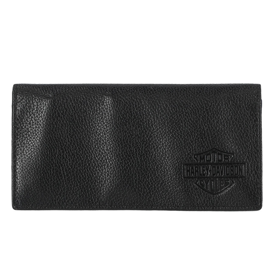 HARLEY-DAVIDSON® MENS CLASSIC BAR & SHIELD GENUINE PEBBLE LEATHER BI-WALLET