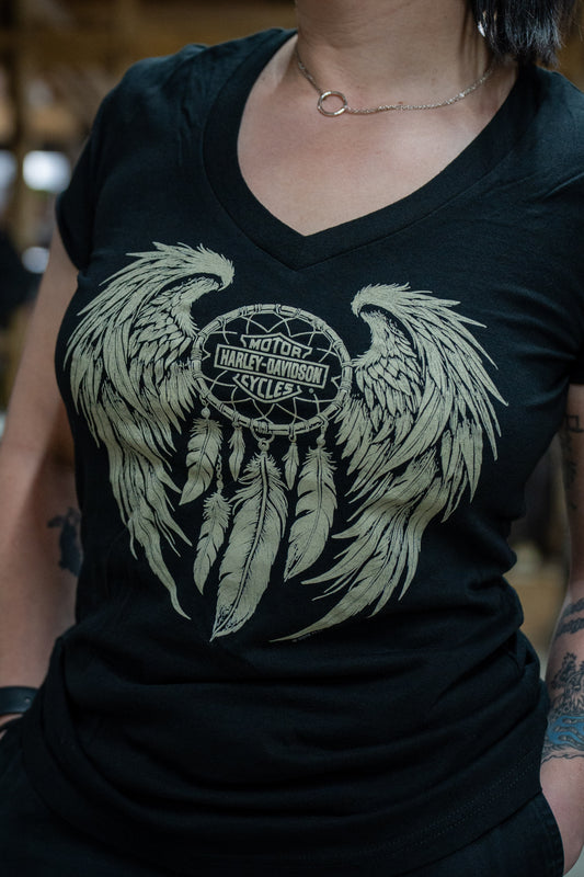 HARLEY-DAVIDSON® WOMENS WEAVER V NECK TEE
