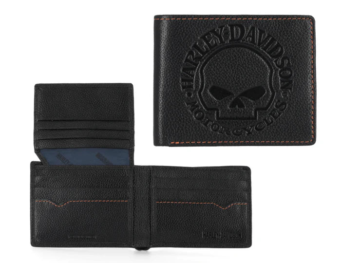HARLEY-DAVIDSON® MENS WILLIE G SKULL PASSCASE BIFOLD WALLET