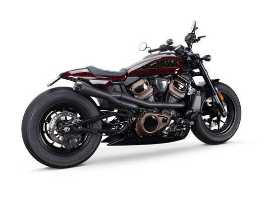 Comp-S 2-into-1 Exhaust – Black with Carbon Fiber End Cap. Fits Sportster S 2021-2025