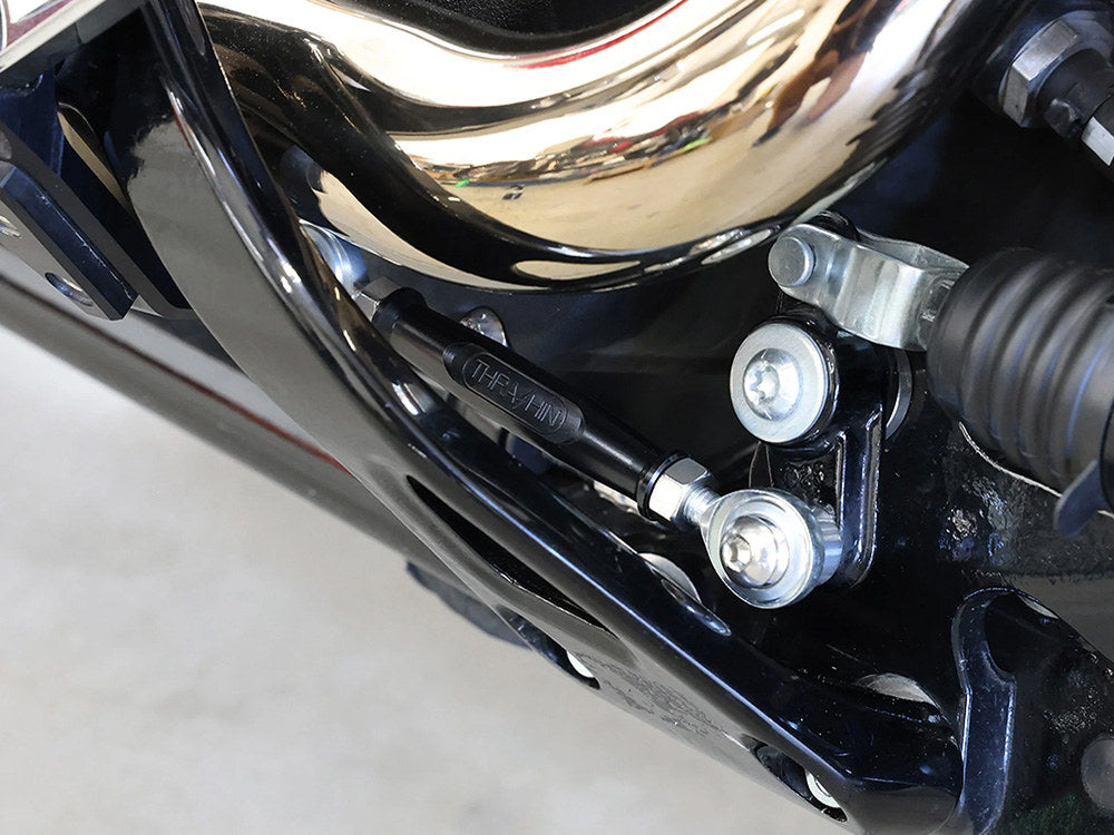 Adjustable Brake Linkage – Black. Fits Softail 2018up with Mid Controls.
