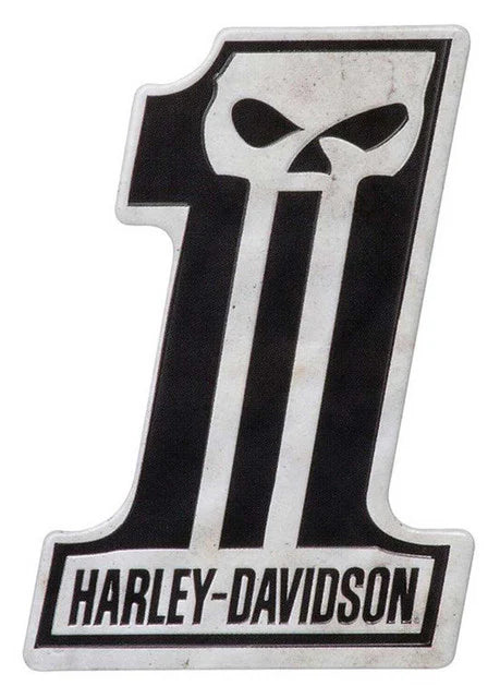 HARLEY-DAVIDSON® CUSTOM SHAPED #1 SKULL LOGO TIN MAGNET