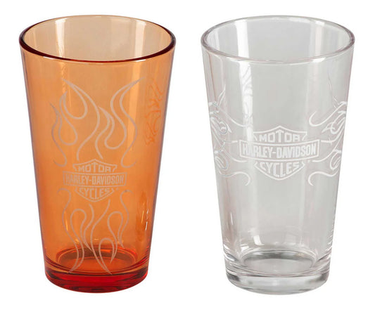 HARLEY-DAVIDSON® BAR & SHIELD FLAMES PINT GLASS SET (2 PK)