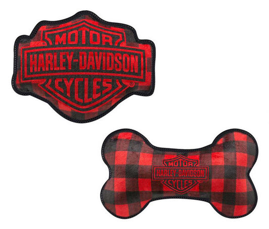 HARLEY-DAVIDSON® BUFFALO PLAID BAR & SHIELD PETS TOYS (2PK)