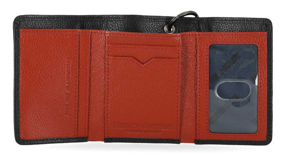 HARLEY-DAVIDSON® MENS BAR & SHIELD CORE PEBBLE CHAIN TRI-FOLD WALLET