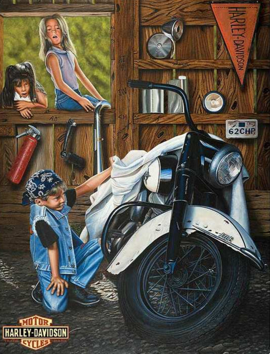 HARLEY-DAVIDSON® CURIOUS KIDS TIN SIGN